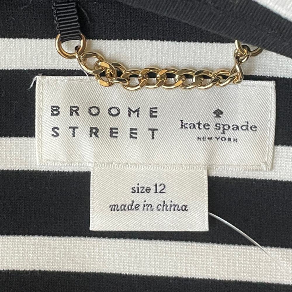 Women's Size 12 Kate Spade Broome Street Black/Cream Stripe Peacoat Jacket - Picture 6 of 12